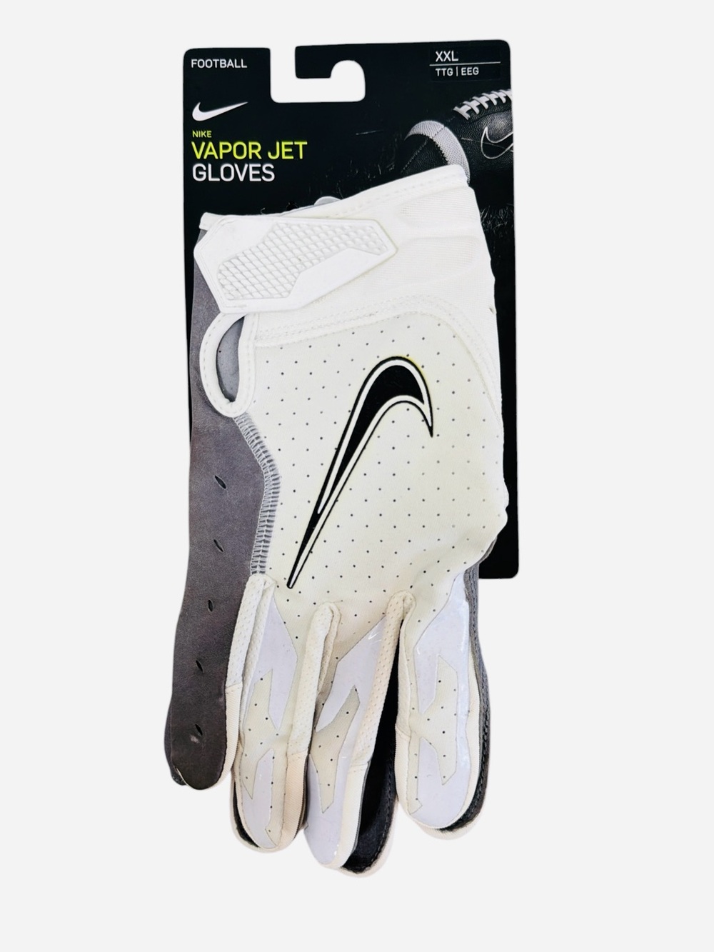 Nike Vapor Jet Football Gloves White/Gray Full Finger Hook & Loop Men’s Size 2XL